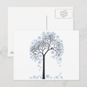 Winterboom met sneeuwvlokken en vogels briefkaart (Voorkant / Achterkant)