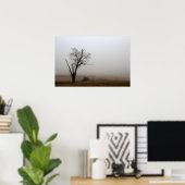 Winterboom nevelige weide poster (Thuiskantoor)