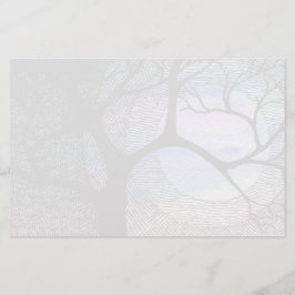 Winterboom op Blauwe Blackground Cross Hatched