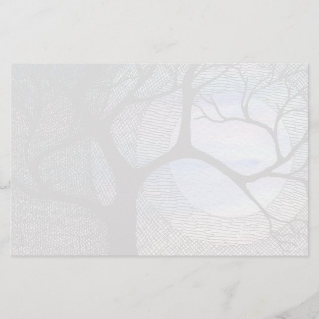 Winterboom op Blauwe Blackground Cross Hatched (Voorkant)