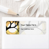 Winterboom op gouden achtergrond Kruis Uitgebroed Etiket (Insitu)