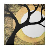 Winterboom op gouden achtergrond tegeltje (Voorkant)