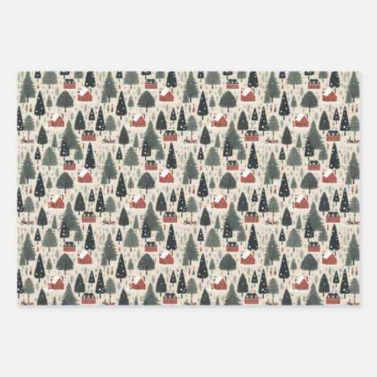 Winterboom Patroon Kerst  Inpakpapier Vel (Voorkant 2)