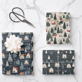 Winterboom Patroon Kerst Inpakpapier Vel