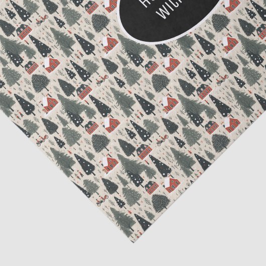 Winterboom Patroon Kerst  Tissuepapier (Detail)