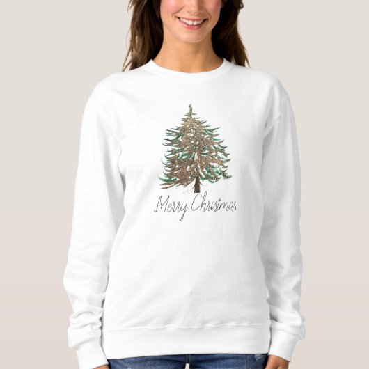 Winterboom Vrolijk Kerstmis Modern Script Schattig Trui (Voorkant)