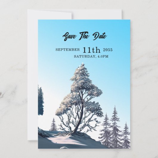 Winterboom waterverf Bindboom Weddenskaart Kaart (Achterkant)