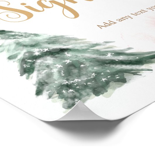 Winterboom - Waterverf Roze gouden gebarentaal Poster (Hoek)