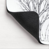 Winterboom Zwarte Inkt Tekening Kunst Schets Muismat (Hoek)