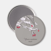 Winterboomtakken in sneeuwaangepaste tekst magneet (Voorkant / Achterkant)