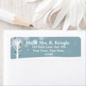 Winterboomvogels op blauwe Adresetiketten Etiket (Insitu)