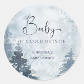 Winterbos Baby Het is koud buiten baby shower Ronde Sticker (Voorkant)