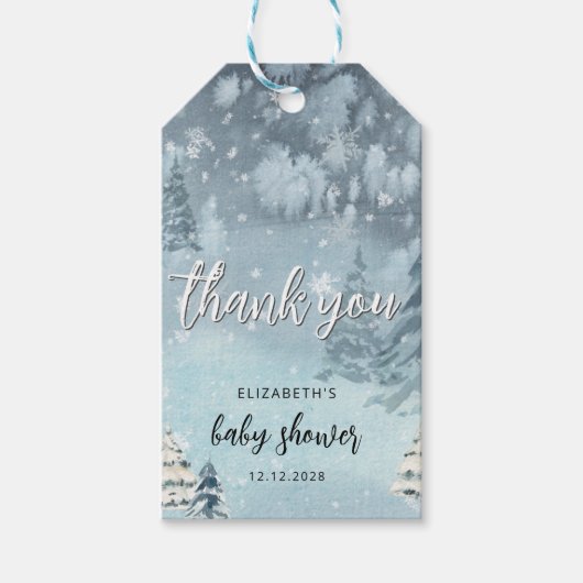 Winterbos Baby shower Cadeaulabel (Voorkant)