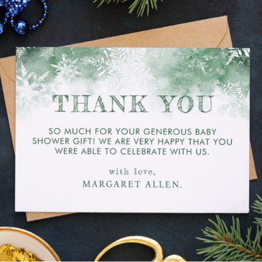 Winterbos baby shower dank u bedankkaart