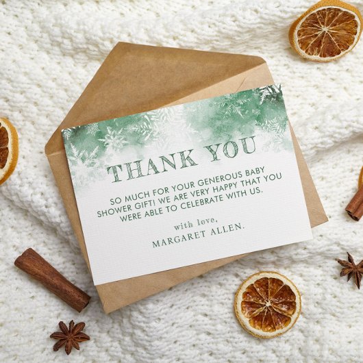 Winterbos baby shower dank u bedankkaart