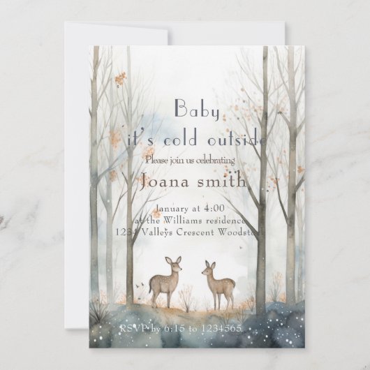 Winterbos baby shower kaart (Voorkant)
