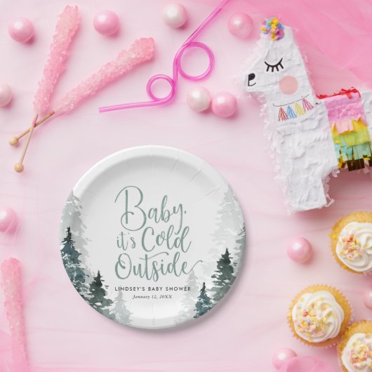 Winterbos Baby shower Papieren Bordje (Feest)