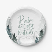 Winterbos Baby shower Papieren Bordje (Voorkant)