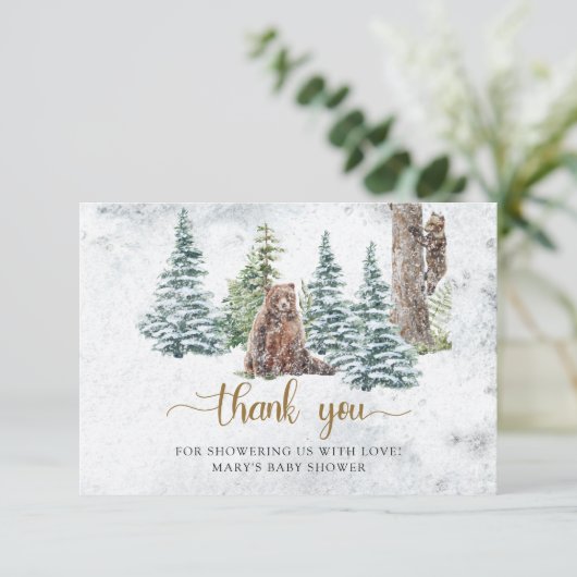 Winterbos beer bedankkaart (Staand voorkant)