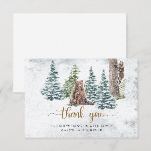 Winterbos beer bedankkaart (Voorkant / Achterkant)