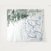 Winterbos Blauw Baby Het is koud buiten achtergron Wandkleed (Voorkant (horizontaal))