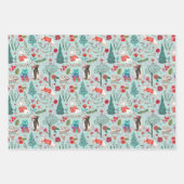 Winterbos Blauw en rood Dierbos Inpakpapier Vel (Voorkant)