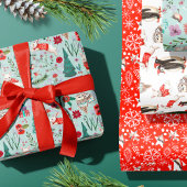 Winterbos Blauw en rood Dierbos Inpakpapier Vel