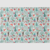 Winterbos Blauw en rood Dierbos Tissuepapier (Voorkant)