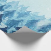 Winterbos, Bos Sneeuw Blauw Cadeaupapier (Hoek)