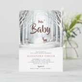 Winterbos Bosland Hertenneutraal Baby shower Kaart (Staand voorkant)