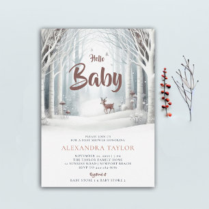Winterbos Bosland Hertenneutraal Baby shower Kaart