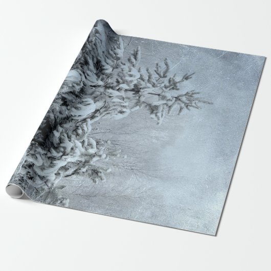 Winterbos  bossen sneeuw bedekte bomen cadeaupapier (Uitgerold)