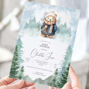 Winterbos Cute Beer Baby Shower Uitnodiging