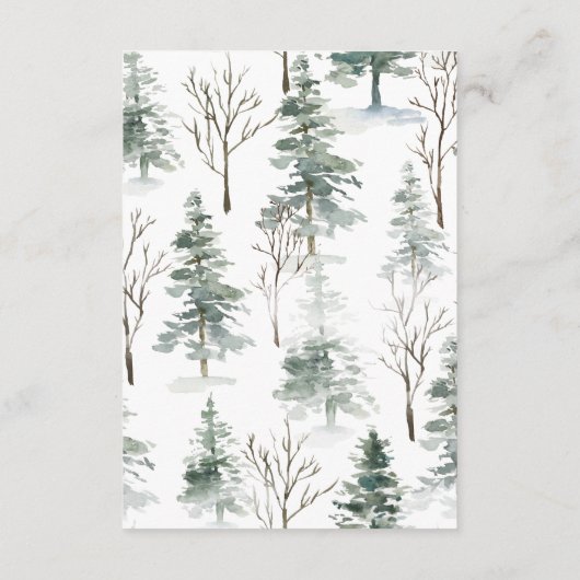 Winterbos | Details van de bruiloft Informatiekaartje (Achterkant)