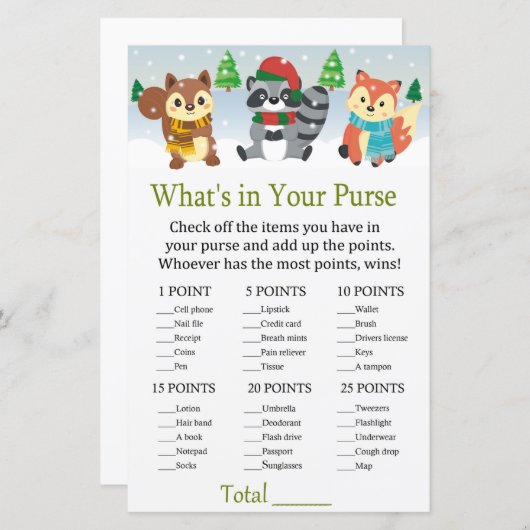 winterbos Dier Wat zit er in je handtas? (Voorkant / Achterkant)