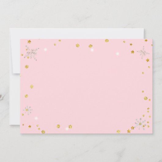 Winterbos Dieren Baby shower Roze Kaart (Achterkant)