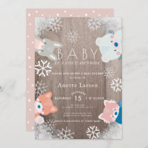Winterbos Dieren Snowflake Roze Baby shower