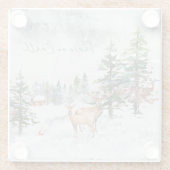 Winterbos Dieren Vrede op Aarde Kerstmis Glazen Onderzetter (Achterkant)