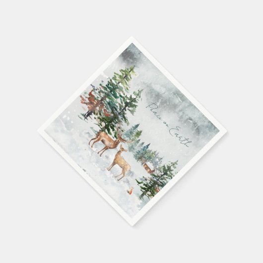 Winterbos Dieren Vrede op Aarde Kerstmis Servet (Hoek)