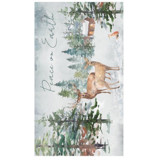 Winterbos Dieren Vrede op Aarde Kerstmis Tafelkleed (Voorkant)