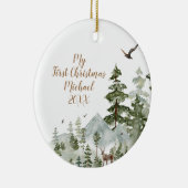 Winterbos Dierlijk Bosland Eerste Kerstmis Keramisch Ornament (Rechts)