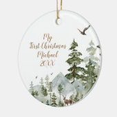 Winterbos Dierlijk Bosland Eerste Kerstmis Keramisch Ornament (Links)