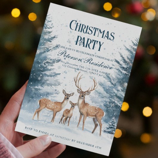 Winterbos en rendier kerstfeest kaart