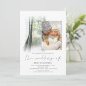 Winterbos Foto QR Code Sage Weddenschap Kaart (Staand voorkant)