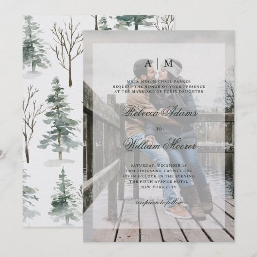 Winterbos | Fotouitnodiging met overlay Kaart (Voorkant / Achterkant)