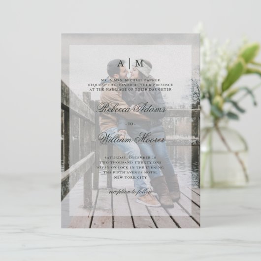 Winterbos | Fotouitnodiging met overlay Kaart (Staand voorkant)