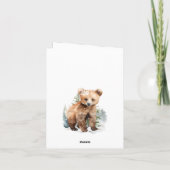 Winterbos Grizzly Beer welp in een dennenbos Feestdagen Kaart (Achterkant)