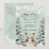 Winterbos hazen baby shower uitnodiging (Voorkant / Achterkant)