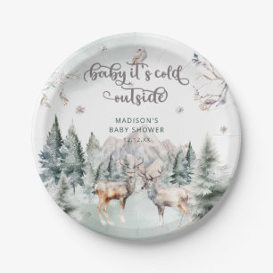 Winterbos Herten Baby shower Papier Plat Papieren Bordje
