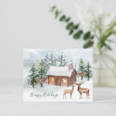 Winterbos, herten, kajuit briefkaart (Staand voorkant)